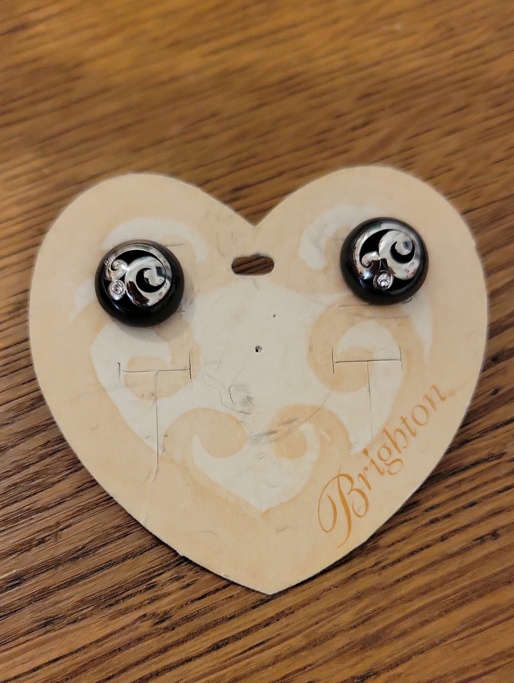 NWT Brighton Black and Silver Swirl Stud Earrings